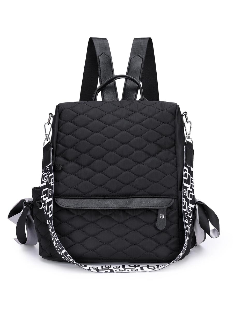 Mochila clásica guateado negro de moda multifuncional anti robo - Negro - Ver 1