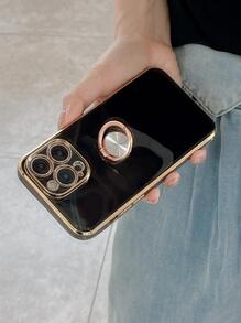 Ốp điện thoại viền tương phản có vòng giữ điện thoại, phiên bản quốc tế, không phải phiên bản nội địa. - màu đen - Xem 2