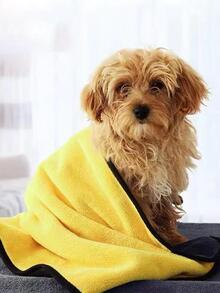 Pet Bath Brush And Towel Set - Yellow - View 2