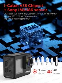 A10 Hoạt động Máy chụp hình 4K 20MP Với Màn hình cảm ứng , Gấp đôi Màn Không thấm nước 30M Dưới nước Máy chụp hình 170° Góc rộng Thể thao Mũ sắt của lính Máy chụp hình ( Điều khiển từ xa Và Phụ kiện Bộ dụng cụ ) - màu đen - Xem 3
