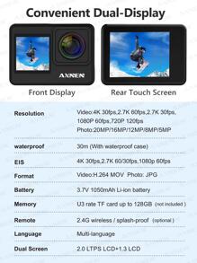 A10 Hoạt động Máy chụp hình 4K 20MP Với Màn hình cảm ứng , Gấp đôi Màn Không thấm nước 30M Dưới nước Máy chụp hình 170° Góc rộng Thể thao Mũ sắt của lính Máy chụp hình ( Điều khiển từ xa Và Phụ kiện Bộ dụng cụ ) - màu đen - Xem 12