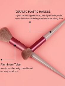 便携式化妆刷套装，含收纳袋，13支塑料可重复使用化妆刷，适用于面部化妆，化妆刷套装，化妆刷套装，化妆刷套装，全套化妆套装，化妆刷套装，全套化妆套装，刷子套装，化妆刷套装，化妆礼品套装，套装，赠品，专业化妆刷，全套化妆套装 - 咖啡棕 - 查看 3