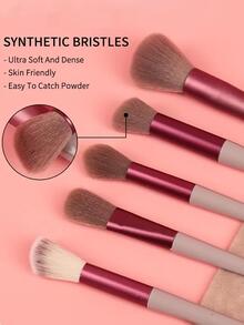 便携式化妆刷套装，含收纳袋，13支塑料可重复使用化妆刷，适用于面部化妆，化妆刷套装，化妆刷套装，化妆刷套装，全套化妆套装，化妆刷套装，全套化妆套装，刷子套装，化妆刷套装，化妆礼品套装，套装，赠品，专业化妆刷，全套化妆套装 - 咖啡棕 - 查看 4