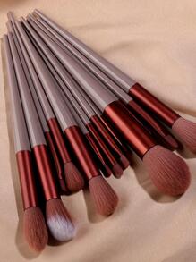 便携式化妆刷套装，含收纳袋，13支塑料可重复使用化妆刷，适用于面部化妆，化妆刷套装，化妆刷套装，化妆刷套装，全套化妆套装，化妆刷套装，全套化妆套装，刷子套装，化妆刷套装，化妆礼品套装，套装，赠品，专业化妆刷，全套化妆套装 - 咖啡棕 - 查看 1