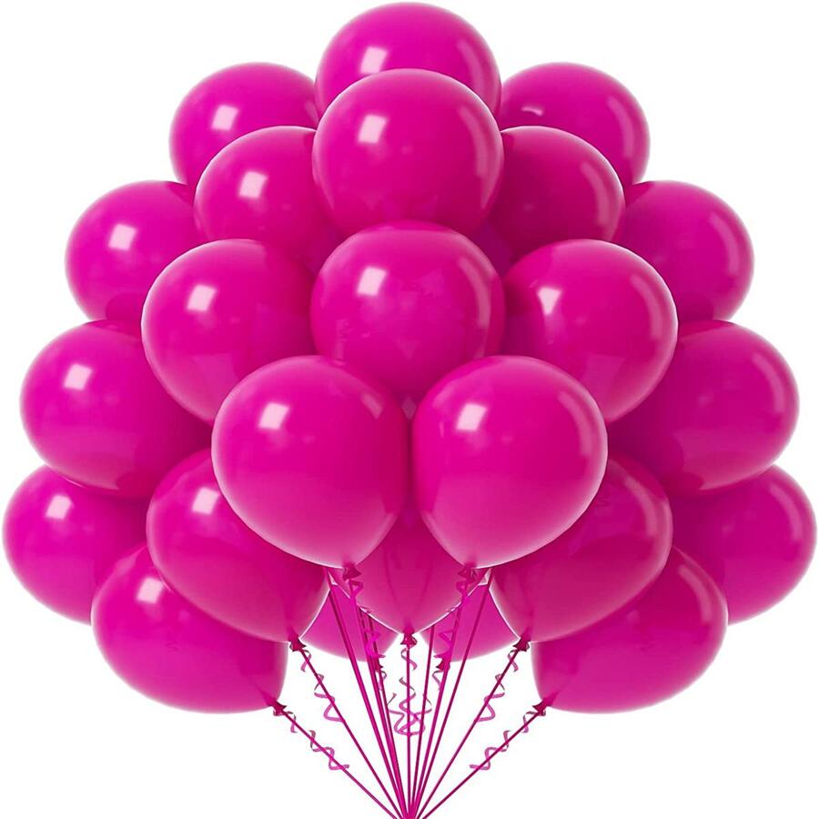 50 piezas Globos de unicolor, Vuelta al colegio Día de San Valentín - Rosa Fucsia - Ver 1