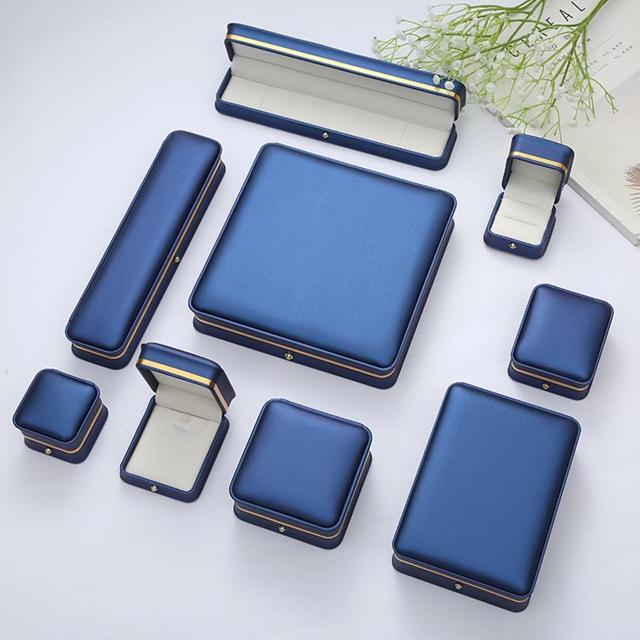 1個高端珠寶禮品盒,適用於戒指、吊墜、手鐲、項鍊、人造珍珠,非常適合珠寶包裝 - 寶藍色 - 查看 1