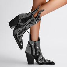 Giày bốt Nữ Thời trang Dây kéo bên - màu đen - Xem 1