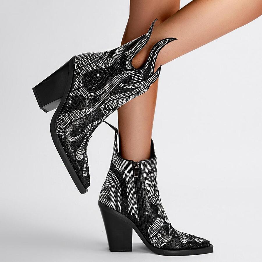 Giày bốt Nữ Thời trang Dây kéo bên - màu đen - Xem 1