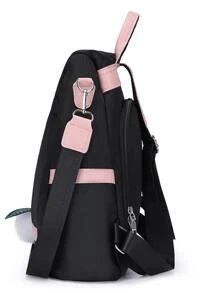 Geanta antifurt multifunctionala brodata, poseta pentru monede pentru femei, rucsac de calatorie de ultimă generație pentru studenți absolvenți, impermeabil, cumpărături, ieșiri cu pandantiv de pluș, geantă pentru mami, geantă pentru bar, geantă pentru laptop, rucsac de nailon pentru femei, potrivită pentru doamnele de birou, naveta, elevii de școală elementară și gimnazială, studenți, absolvenți, absolvenți, absolvenți Esențial - Negru - Vizualizare 7