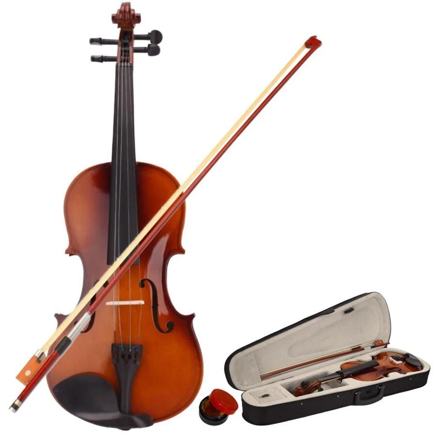 New 4/4 Acoustic Violin Case Bow Rosin - Thiên nhiên - Xem 1