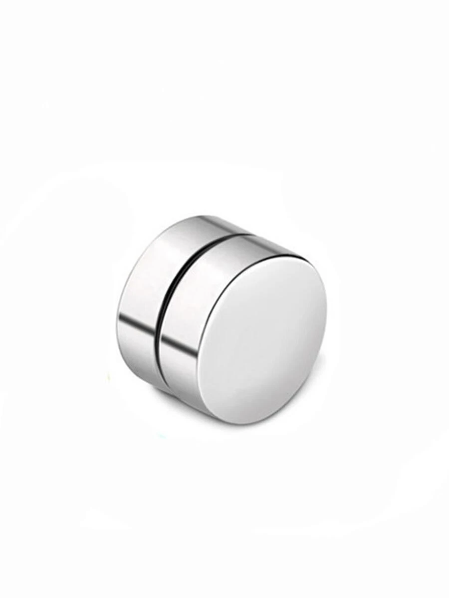 Đúng mốt Thép không gỉ Tròn Từ tính Hoa tai Đối với phụ nữ Để Trang Trí Hàng Ngày - Bạc - Xem 1
