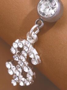 1入組銀美元肚臍圓環不銹鋼朋克風格水鑽吊墜肚臍穿孔首飾類適合女士 - 銀色 - 查看 3