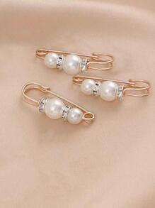 2入組塑腰帶胸針長褲腰固定的別針可調節人造珍珠扣飾胸針 - 彩色 - 查看 5