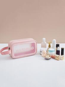 PVC 化妆包透明大容量洗漱包 PU 防水便携式旅行收纳包女士/1 件蓝色用于旅行收纳包、化妆包、化妆包、度假收纳包、大容量化妆品收纳包化妆盒，可容纳口红、刷子、护肤品、手机、硬币、小物品，适用于家庭、礼物、度假和节日万圣节圣诞节多功能用途、波西米亚风、适用于假日海滩、浴室收藏、卧室收藏、大容量 - 藍色 - 查看 8
