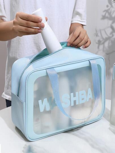 PVC Cosmetic Bag Transparent Large Capacity Toiletry Bag PU Waterproof Portable Travel Storage Bag For Women/1pc Blue For Travel Storage Bag,Makeup Bag,Cosmetic Bag,Vacation Organizer,Large Capacity Makeup Organizer Makeup Case, For Lipstick, Brush, Skincare, Mobile Phone, Coin, Small Items, For Home,Gift,Vacation And Festival Halloween Christmas Multifunctional Use,Boho Vibes,For Holiday Beach, Bathroom Collection, Bedroom Collection, Large Capacity,Makeup Bag,Travel Essential