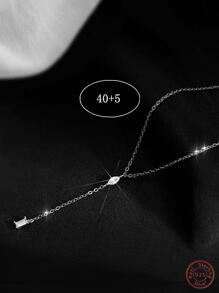 One Piece Of Water-drop And Square Diamond Combination Fashioned Pendant Necklace, Suitable For Date, Holiday Party, Travel, Commuting, Daily Wear And Beach Wear. A Versatile And Elegant Jewelry Gift For Girlfriend, Best Friend, Or Female Acquaintance.