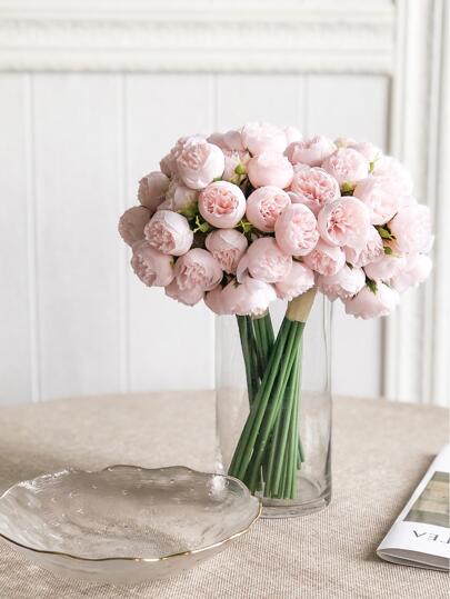1 Bunch/2 Bunches Silk Peony Bouquet Pink Artificial Rose Flower 27 Stems Artificial Peonies Flower For Home Wedding Party Centerpieces Arrangements Bridal Shower Decorations, Valentine Day, Gift Gifts Birthday Graduation