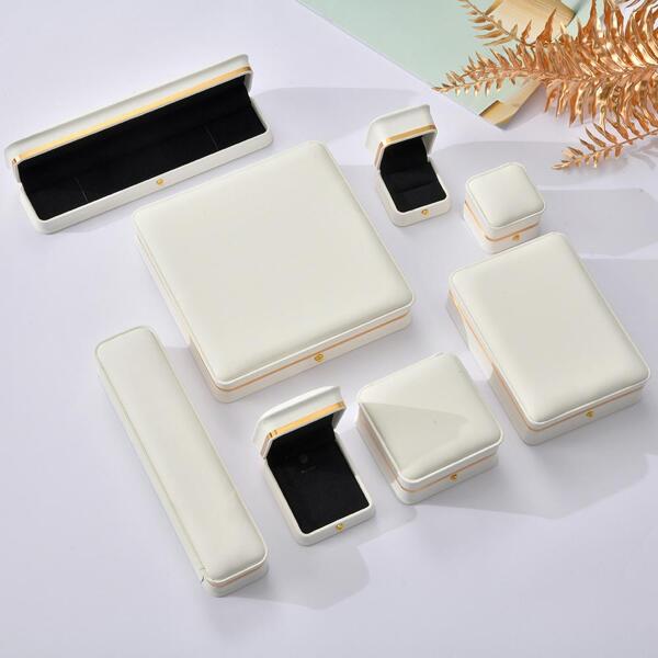 1pc Premium Jewelry Box With Gold Trim, Suitable For Packing Rings, Pendants, Bracelets, Necklaces And Faux Pearls
