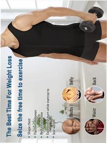 IYDoaMea 运动户外 1 件男士压缩衬衫瘦身塑身背心健身背心腹肌内衣塑身衣腰部训练器紧身胸衣 - 黑色 - 查看 9