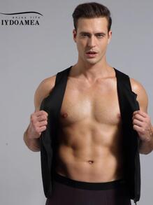 IYDoaMea 运动户外 1 件男士压缩衬衫瘦身塑身背心健身背心腹肌内衣塑身衣腰部训练器紧身胸衣 - 黑色 - 查看 6