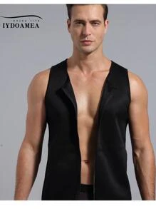 IYDoaMea 运动户外 1 件男士压缩衬衫瘦身塑身背心健身背心腹肌内衣塑身衣腰部训练器紧身胸衣 - 黑色 - 查看 4