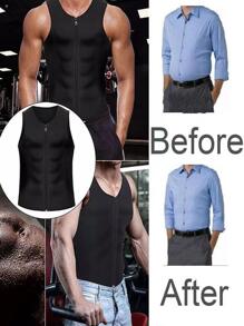 IYDoaMea 运动户外 1 件男士压缩衬衫瘦身塑身背心健身背心腹肌内衣塑身衣腰部训练器紧身胸衣 - 黑色 - 查看 3