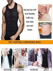 IYDoaMea 运动户外 1 件男士压缩衬衫瘦身塑身背心健身背心腹肌内衣塑身衣腰部训练器紧身胸衣 - 黑色 - 查看 8