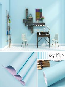 1 Roll Of Blue Self-Adhesive Solid Color Wallpaper PVC Peel And Stick Contact Paper For Bedroom Living Room School Dormitory Hotel Wall Home Decoration Wall Sticker Kitchen Tabletop Cabinet Countertop Lining Old Furniture Renovation And Transformation DIY Easy To Install And Removable Sticker15.7inX39.37/196.8/118.1/78.7/39.3in