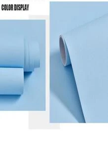 1 Roll Of Blue Self-Adhesive Solid Color Wallpaper PVC Peel And Stick Contact Paper For Bedroom Living Room School Dormitory Hotel Wall Home Decoration Wall Sticker Kitchen Tabletop Cabinet Countertop Lining Old Furniture Renovation And Transformation DIY Easy To Install And Removable Sticker15.7inX39.37/196.8/118.1/78.7/39.3in