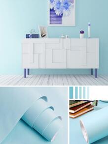 1 Roll Of Blue Self-Adhesive Solid Color Wallpaper PVC Peel And Stick Contact Paper For Bedroom Living Room School Dormitory Hotel Wall Home Decoration Wall Sticker Kitchen Tabletop Cabinet Countertop Lining Old Furniture Renovation And Transformation DIY Easy To Install And Removable Sticker15.7inX39.37/196.8/118.1/78.7/39.3in
