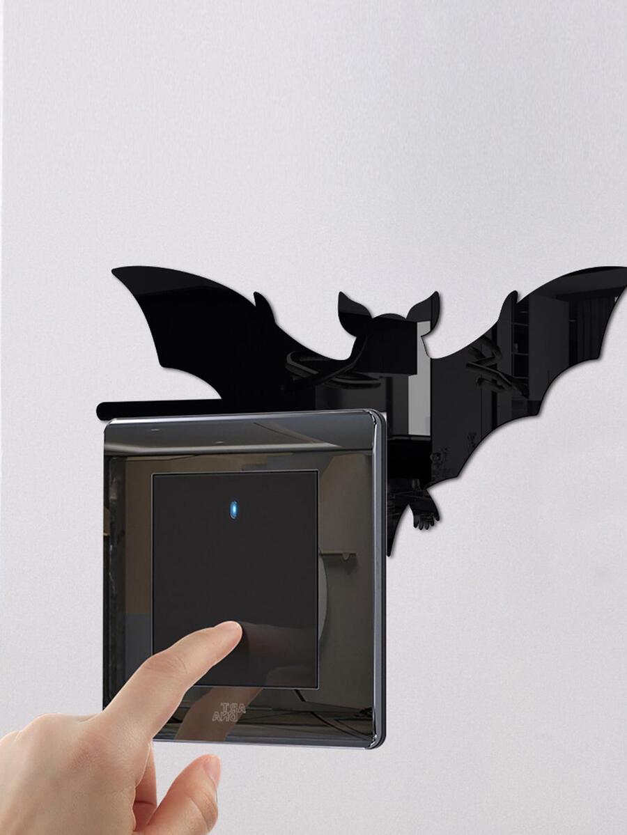 1pc Bat Pattern Switch Outlet Wall Sticker - Black - View 1