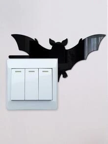 1pc Bat Pattern Switch Outlet Wall Sticker - Black - View 2