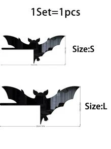 1pc Bat Pattern Switch Outlet Wall Sticker - Black - View 5