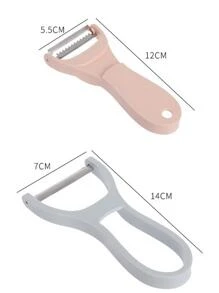 1個創意耐用的不銹鋼雙用水果削切器和蔬菜削皮器,廚房工具 - 粉色 - 查看 7