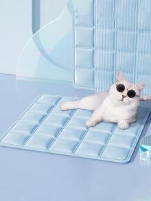 1pc Pet Ice Pad Bed For Summer, Dog & Cat Cooling Mat Seat Cushion - Blue - View 2