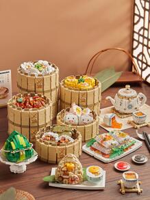 LOZ Rice Chicken Chinese Food Cantonese Cuisine Cantonese Cuisine Mini Building Blocks - Burgundy - View 2