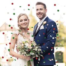 Confeti Redondo de 50 g, Papel de Confeti de 1 cm, Papel de Seda, Papel de Confeti, Confeti de Papel Redondo para Decoración de Cumpleaños, Boda, Baby Shower, San Valentín, Bautizo (Rojo y Verde) - Multicolor - Ver 7