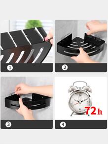 1入組鋁合金浴室儲物架,北歐風黑色三角形免打孔貨架收納單元適用於浴室洗衣 - 黑色 - 查看 5