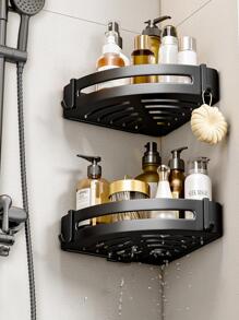 1入組鋁合金浴室儲物架,北歐風黑色三角形免打孔貨架收納單元適用於浴室洗衣 - 黑色 - 查看 1