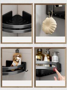 1入組鋁合金浴室儲物架,北歐風黑色三角形免打孔貨架收納單元適用於浴室洗衣 - 黑色 - 查看 4