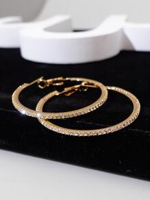 1雙魅力四射方晶鋯石裝飾圓耳環適合女士日常裝飾 - 彩色 - 查看 7