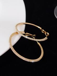 1雙魅力四射方晶鋯石裝飾圓耳環適合女士日常裝飾 - 彩色 - 查看 4