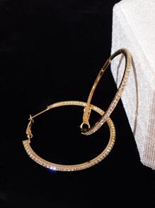 1雙魅力四射方晶鋯石裝飾圓耳環適合女士日常裝飾 - 彩色 - 查看 5