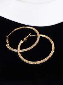 1雙魅力四射方晶鋯石裝飾圓耳環適合女士日常裝飾 - 彩色 - 查看 3