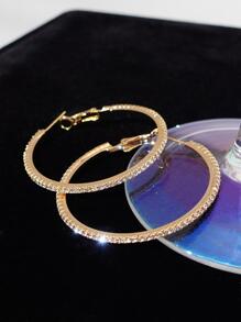 1雙魅力四射方晶鋯石裝飾圓耳環適合女士日常裝飾 - 彩色 - 查看 6