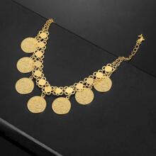 鏤空亮片鏈飾硬幣吊墜手環 - 金色 - 查看 5