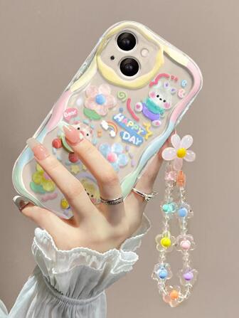 Cartoon Rabbit Pattern Anti-fall Phone Case With Lanyard Compatible With iPhone 15/15Pro/15Plus/15Promax