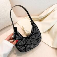 Túi đeo vai & cầm tay màu đen được trang trí bằng đinh tán - màu đen - Xem 3