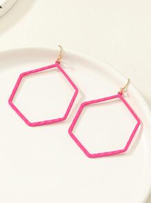 1 Đôi bông tai hình lục giác rỗng thời trang dành cho nữ, thích hợp để đeo hàng ngày. - Màu Hồng Tươi - Xem 7