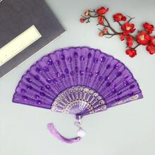 1 pieza Abanico plegable con lentejuelas - Rosa - Ver 7